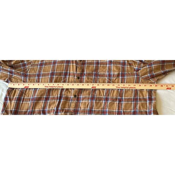 Foundry-Mens Long Sleeve Button-Down Flannel Shirt-3XL Big/Tall-Brown Plaid - Picture 5 of 8